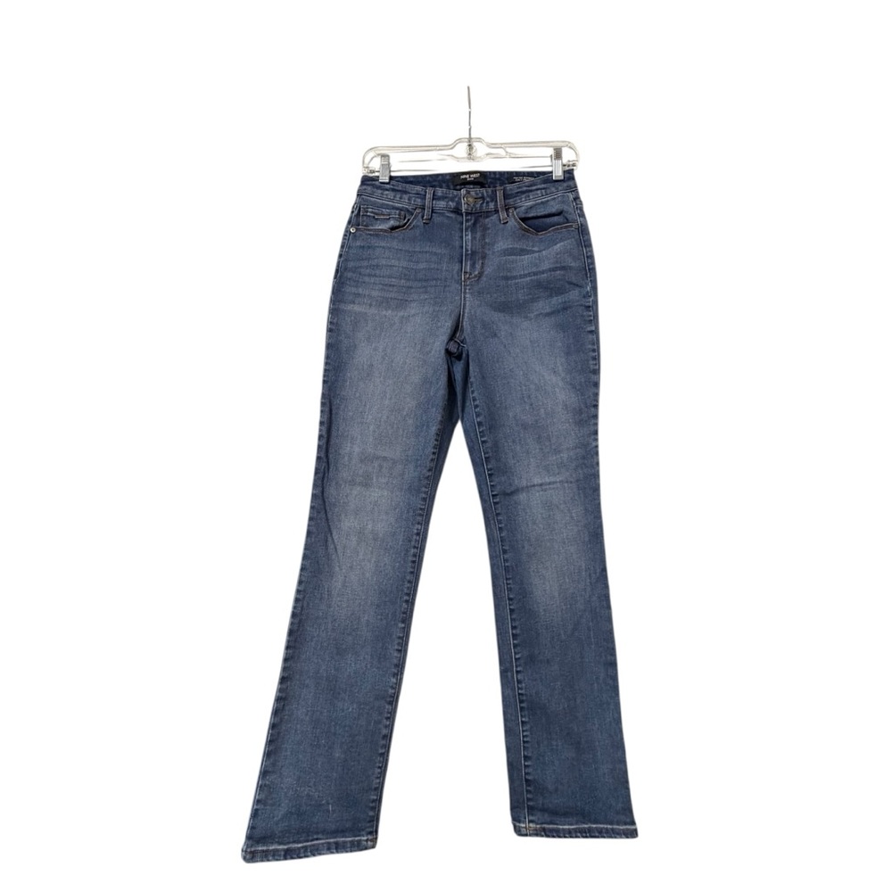 Nine West High-Rise Gramercy Curvy Straight-Leg  Light-Wash Blue Denim Jeans - Picture 2 of 13